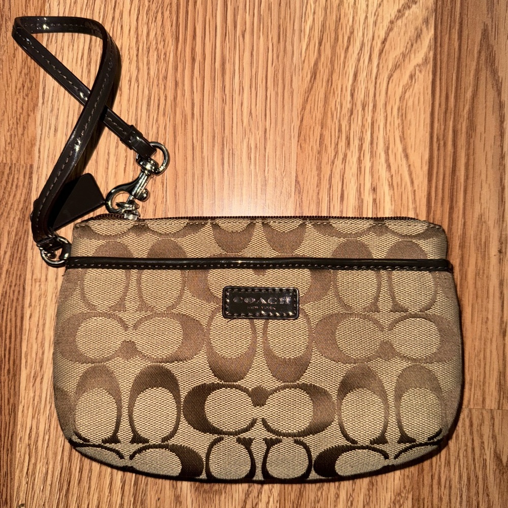 Coach Tan Signature Wristlet
